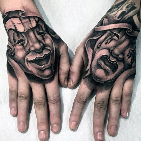 drama-masks-unique-hand-tattoo-ideas-for-men.jpg